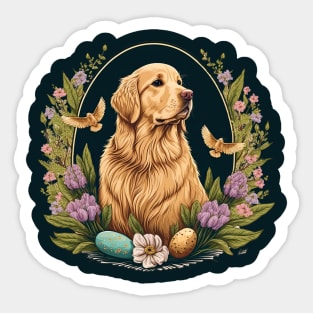 Golden Retriever happy easter day Sticker